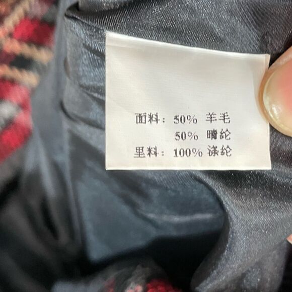 Korean Brand Wool Red an Black Plaid Slim Fit Pencil Skirt Two Patch Pockets M - Picture 8 of 9